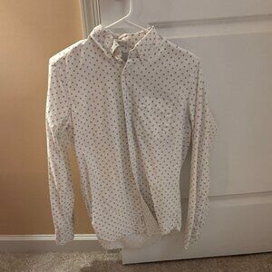 American Eagle Outfitters White Shirt with Black Dots